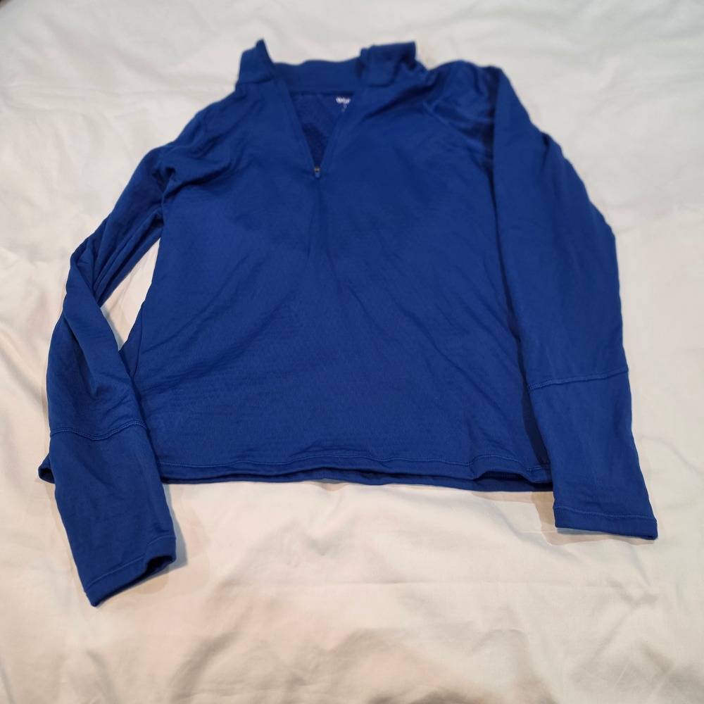 DSG Quarter Zip Pullover Womens Large Blue Excellent Waffle Fleece Thumbholes